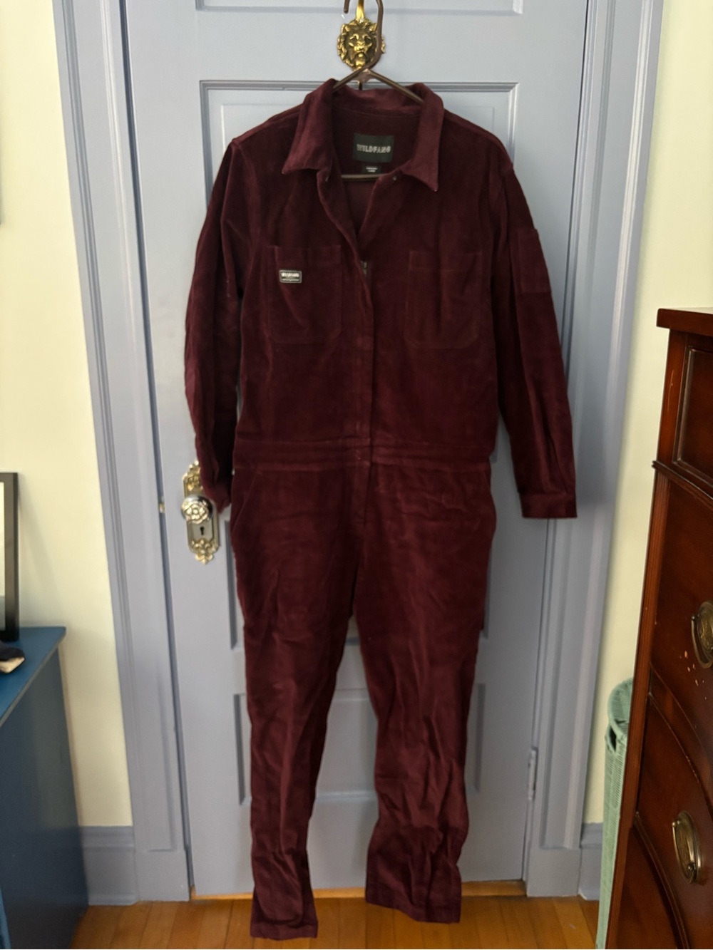 Wildfang Burgundy Corduroy Jumpsuit